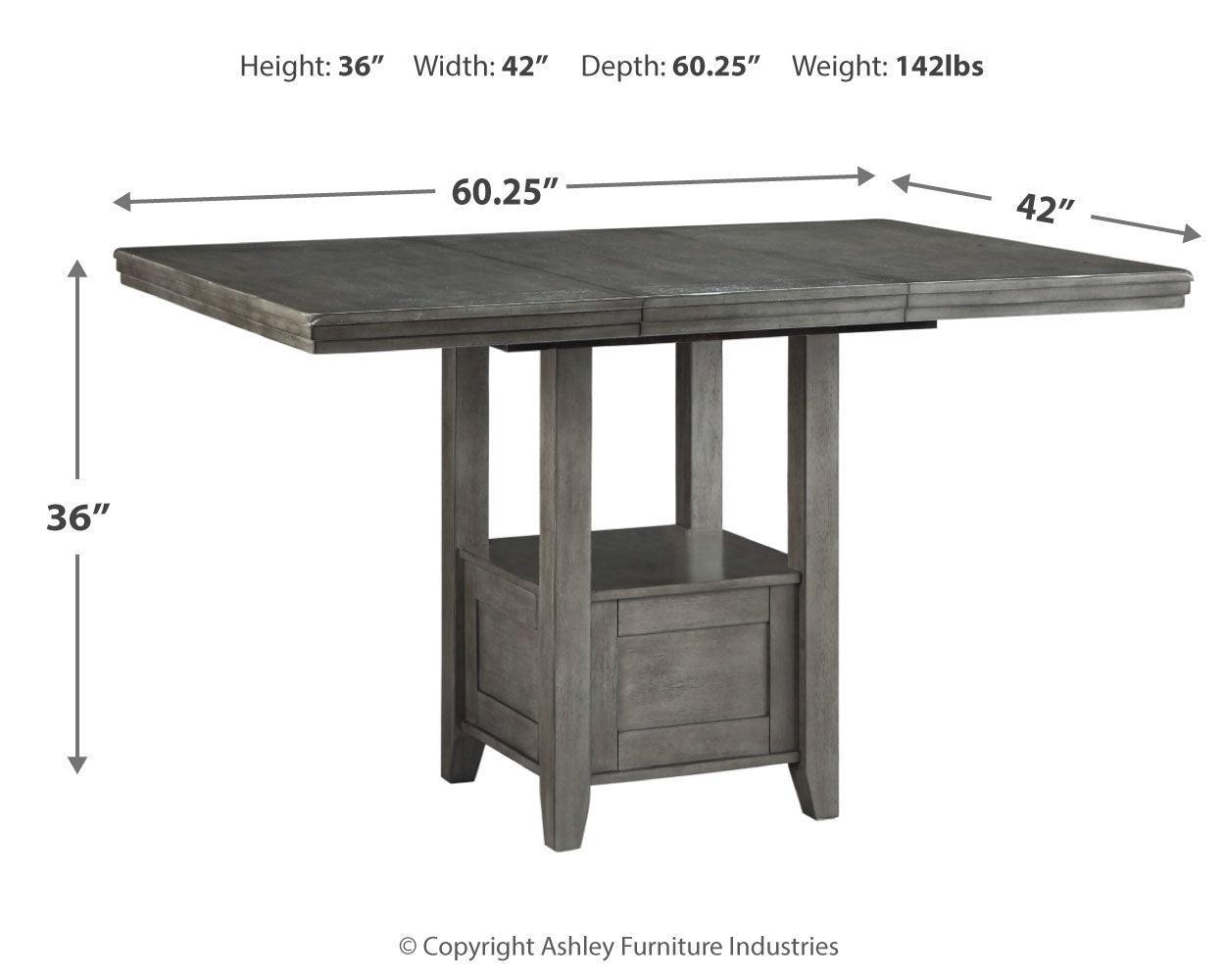 Hallanden Gray Counter Height Dining Table And 6 Barstools With Storage - Ella Furniture