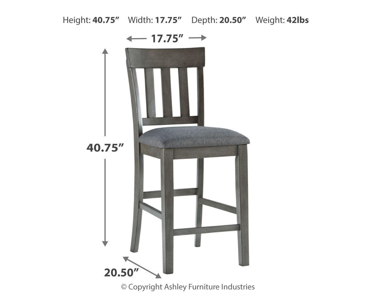 Hallanden Gray Counter Height Dining Table And 6 Barstools With Storage - Ella Furniture