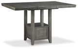 Hallanden Gray Counter Height Dining Table And 6 Barstools With Storage - Ella Furniture