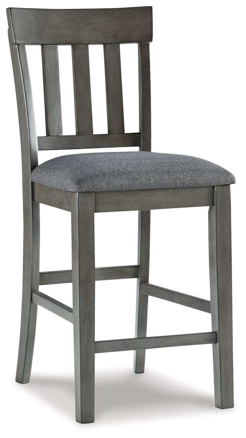 Hallanden Gray Counter Height Dining Table And 6 Barstools With Storage - Ella Furniture