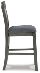 Hallanden Gray Counter Height Dining Table And 6 Barstools With Storage - Ella Furniture