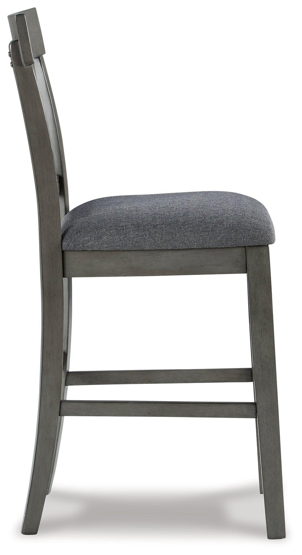 Hallanden Gray Counter Height Dining Table And 6 Barstools With Storage - Ella Furniture