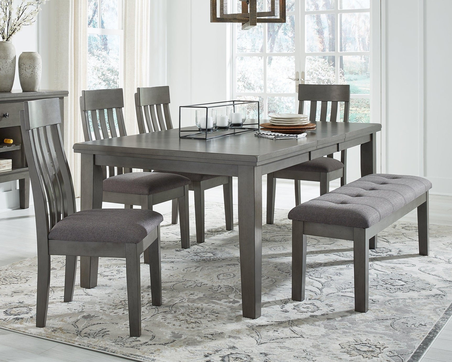 Hallanden Gray Rectangular Dining Room Set - Ella Furniture