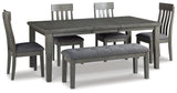 Hallanden Gray Rectangular Dining Room Set - Ella Furniture