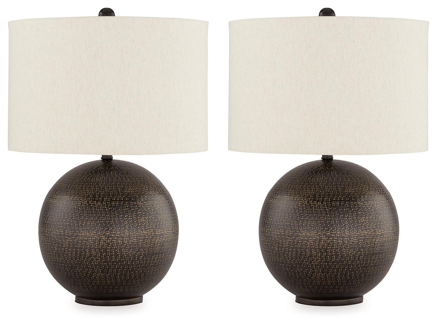 Hambell Black/Gold Finish 2-Piece Table Lamp Set - Ella Furniture