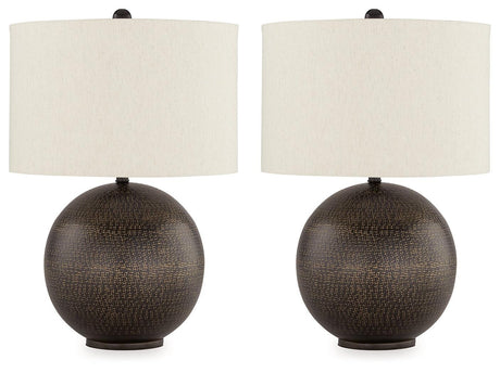 Hambell Black/Gold Finish 2-Piece Table Lamp Set - Ella Furniture