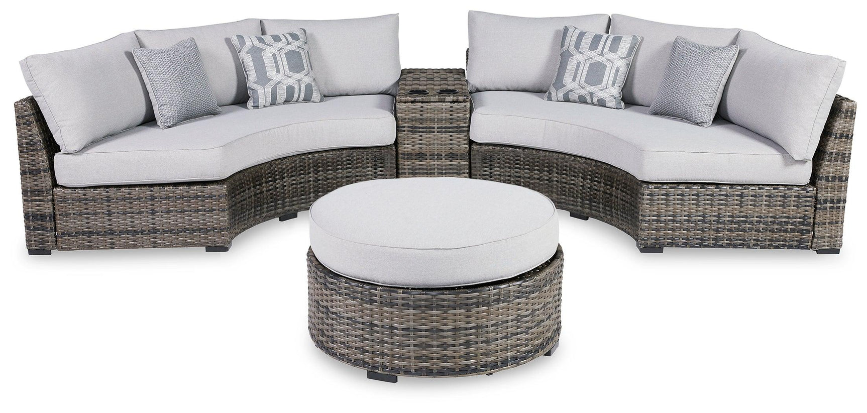 Harbor Gray Court 3-Piece Outdoor Sectional With Ottoman - Ella Furniture