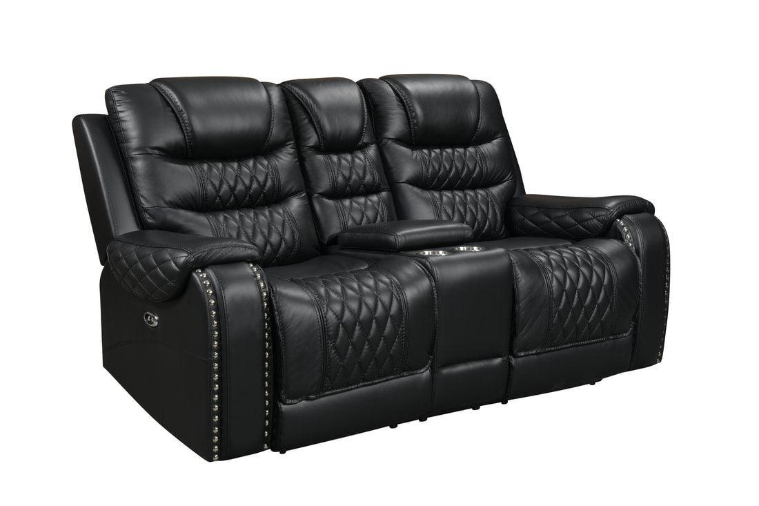 Harley Black Power - Top Grain Leather Reclining Set - Ella Furniture