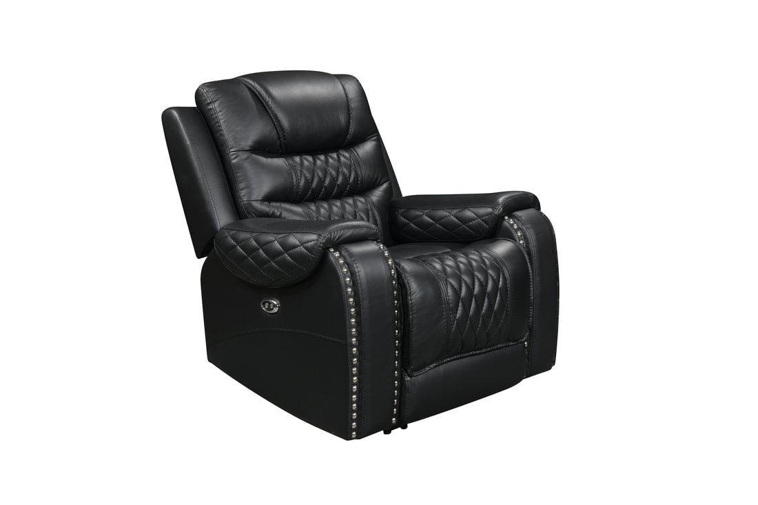 Harley Black Power - Top Grain Leather Reclining Set - Ella Furniture