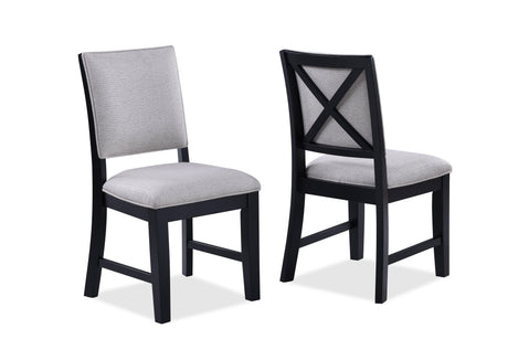 Harriet Gray Modern Solid Wood And Veneers Fabric Upholstered Dining Room Set - Ella Furniture