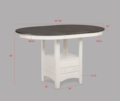Hartwell Chalk Gray Modern Wood Oval Extendable Counter Height Dining Room Set - Ella Furniture