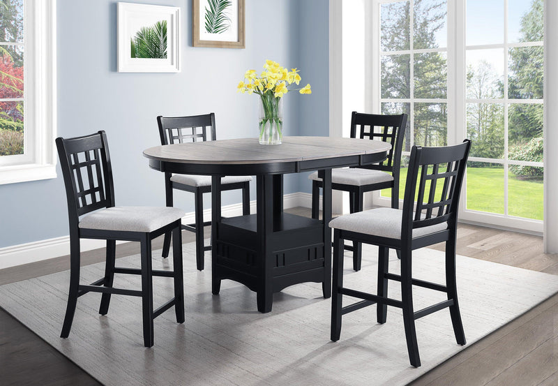 Hartwell Light Gray Modern Solid Wood And Veneers Counter Height Dining Room Set - Ella Furniture