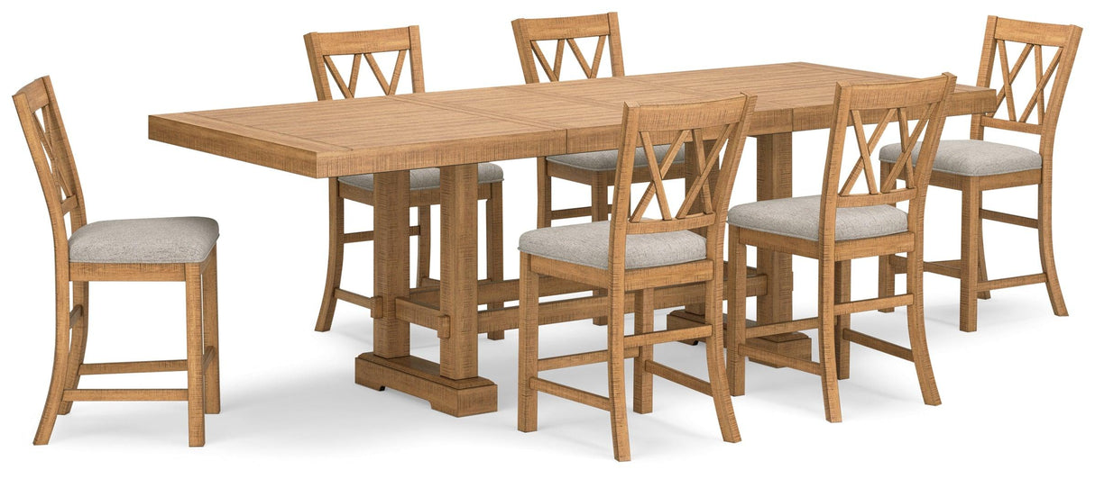 Havonplane Brown Counter Height Dining Table And 6 Barstools - Ella Furniture