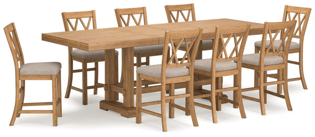 Havonplane Brown Counter Height Dining Table And 8 Barstools - Ella Furniture