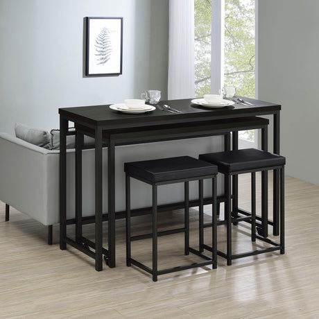 Hawes 4-Piece Multipurpose Counter Height Table Set Black 182724 - Ella Furniture