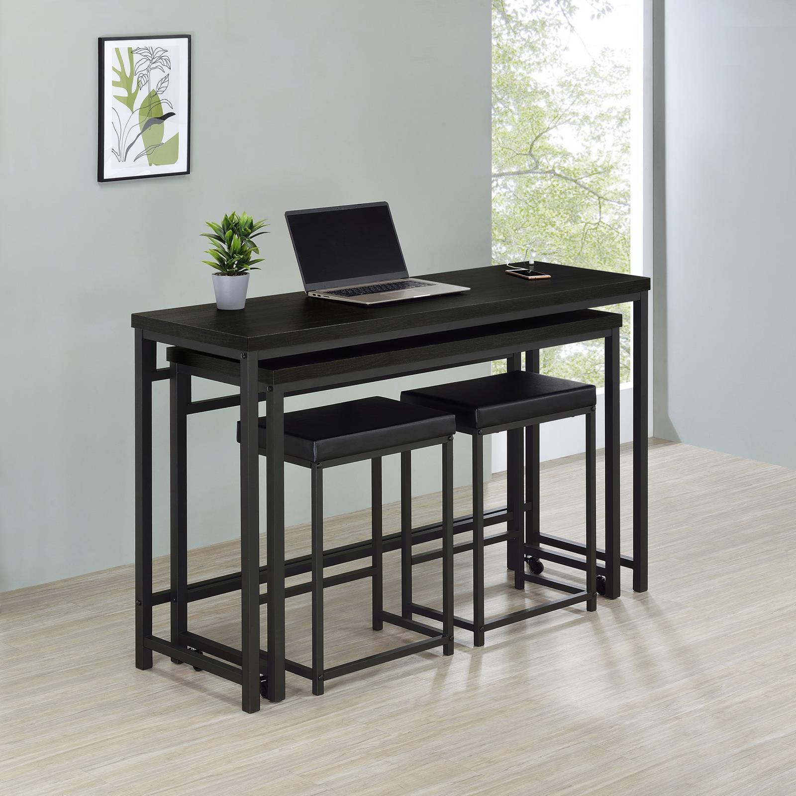 Hawes 4-Piece Multipurpose Counter Height Table Set Black 182724 - Ella Furniture