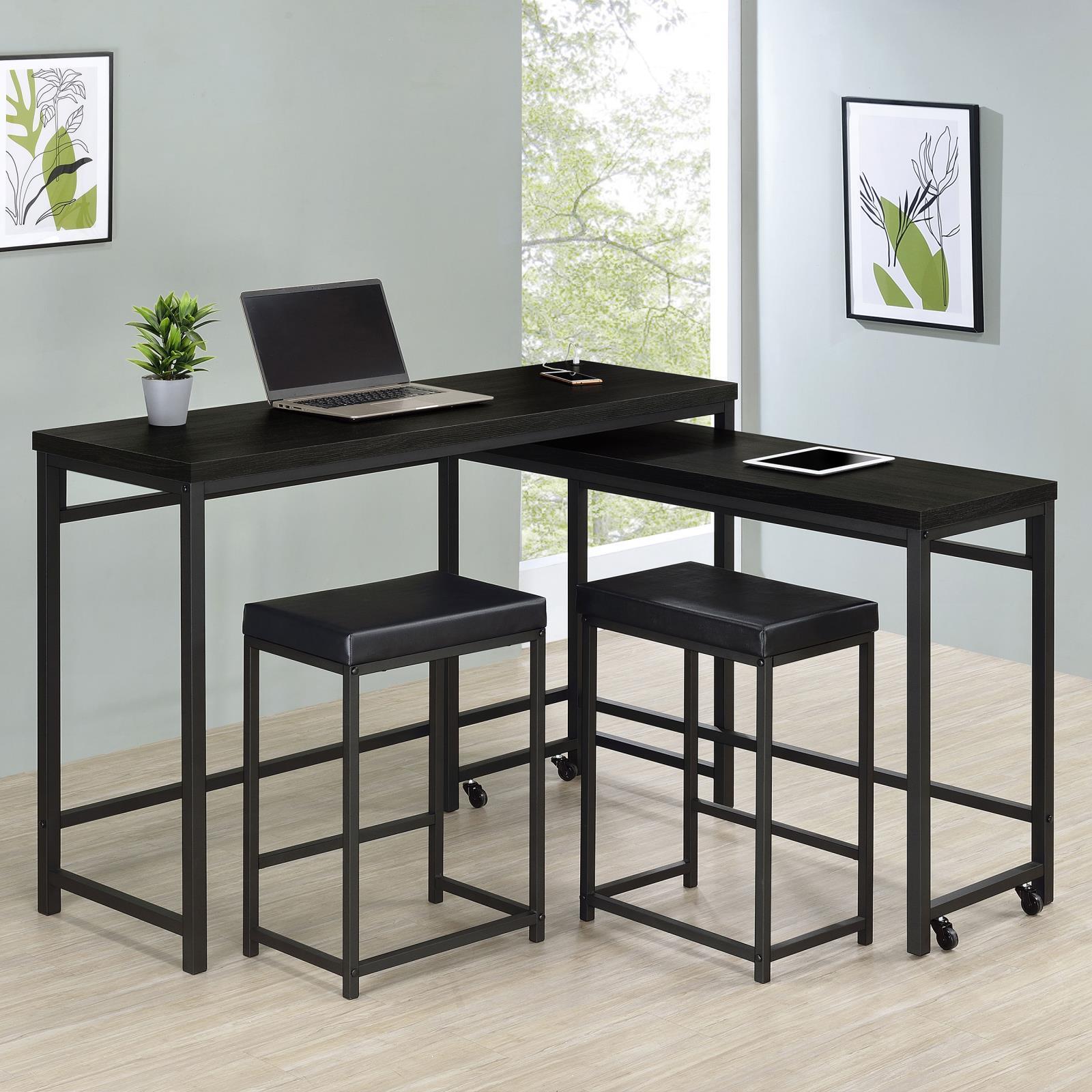 Hawes 4-Piece Multipurpose Counter Height Table Set Black 182724 - Ella Furniture