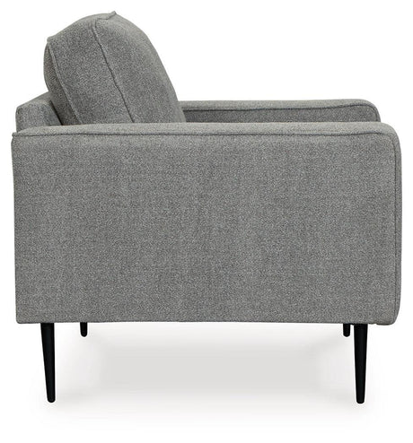 Hazela Charcoal Chair And Ottoman - Ella Furniture