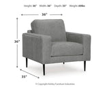 Hazela Charcoal Chair And Ottoman - Ella Furniture