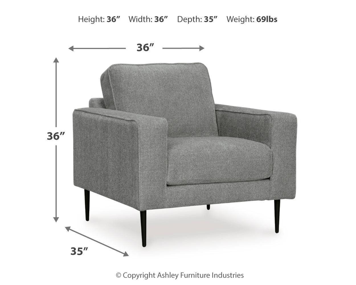 Hazela Charcoal Chair And Ottoman - Ella Furniture