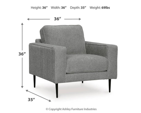 Hazela Charcoal Chair And Ottoman - Ella Furniture