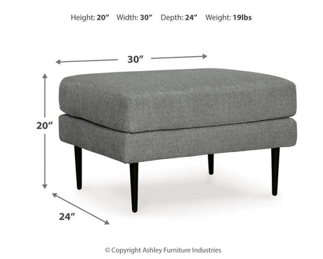 Hazela Charcoal Chair And Ottoman - Ella Furniture