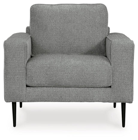 Hazela Charcoal Chair And Ottoman - Ella Furniture