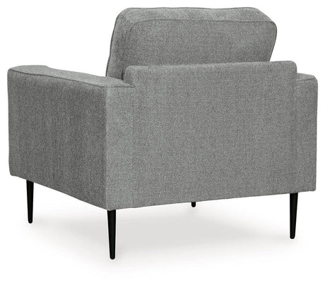 Hazela Charcoal Chair And Ottoman - Ella Furniture
