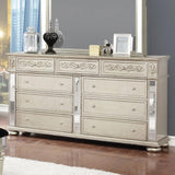 Heidi Metallic Platinum Upholstered Poster Bedroom Set - Ella Furniture