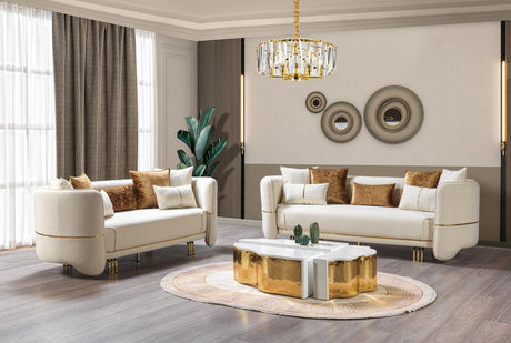 Helena Ivory Velvet Sofa & Loveseat - Ella Furniture