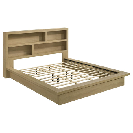 Hendricks Eastern King Bookcase Headboard Platform Bed Light Oak from Ella Furniture