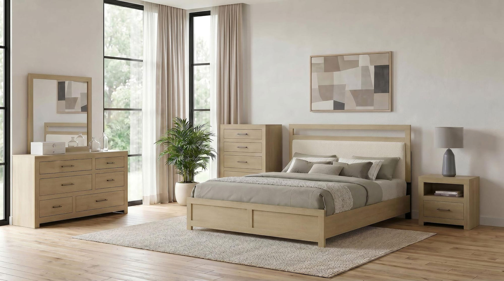 Hendricks Eastern King Panel Headboard Platform Bed Light Oak view 12
