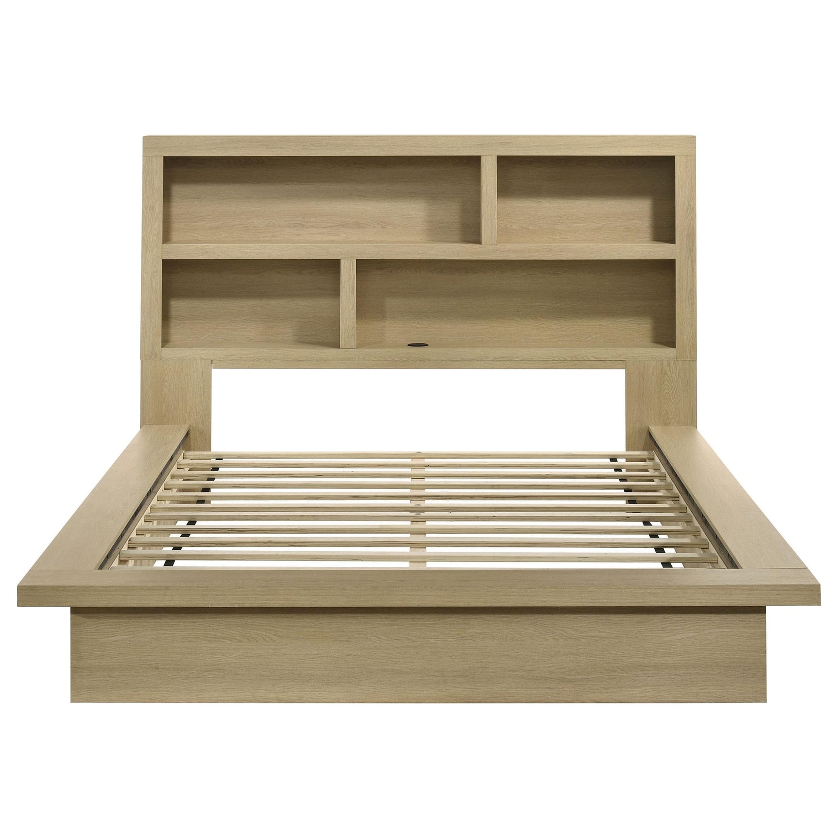 Hendricks Queen Bookcase Headboard Platform Bed Light Oak view 4