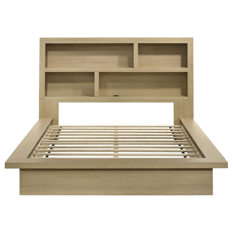 Hendricks Queen Bookcase Headboard Platform Bed Light Oak view 4