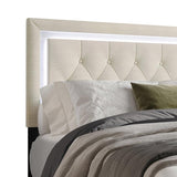 Oluma Beige Upholstered Tufted Panel Full Bed
