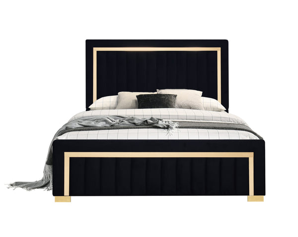 Henry Black Upholstered Panel Twin Bed