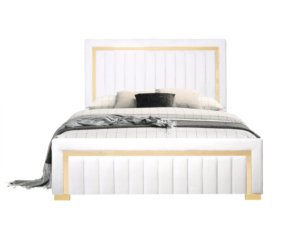 Henry White Upholstered Panel Twin Bed