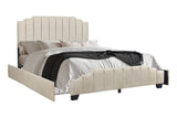 Faddy Beige Velvet Upholstered Platform Full Bed