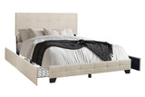 Faddy Beige Upholstered Tufted Platform Full Bed