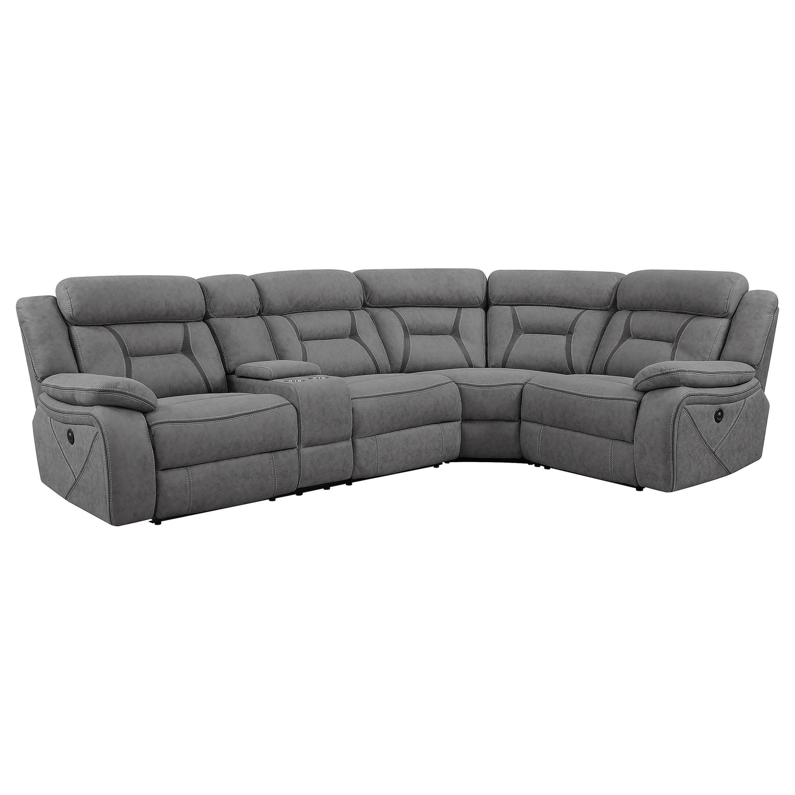 HIGGINS MOTION COLLECTION Higgins Upholstered Power Reclining Sectional Sofa Grey 600370 - Ella Furniture