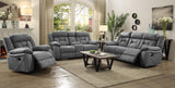 HIGGINS MOTION COLLECTION Houston Casual Stone Reclining Three-Piece Living Room Set 602261-S3 - Ella Furniture