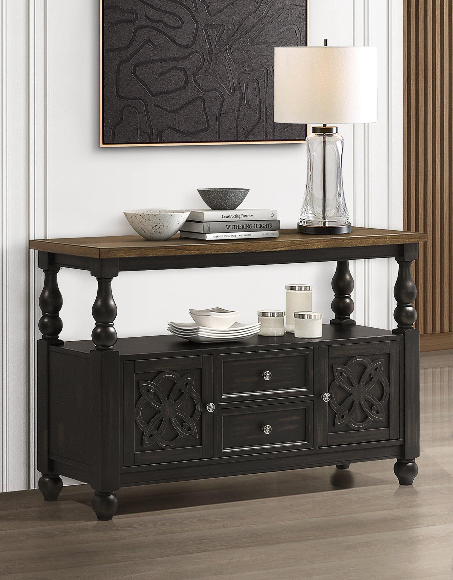 Hilara Brown/Gray Modern Solid Wood And Veneers Dining Sideboard - Ella Furniture
