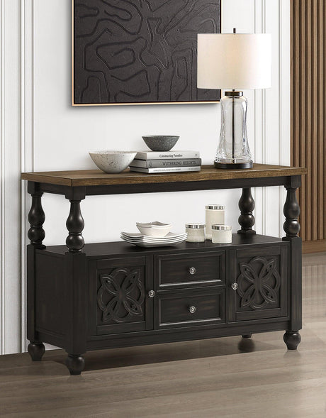 Hilara Brown/Gray Modern Solid Wood And Veneers Dining Sideboard - Ella Furniture