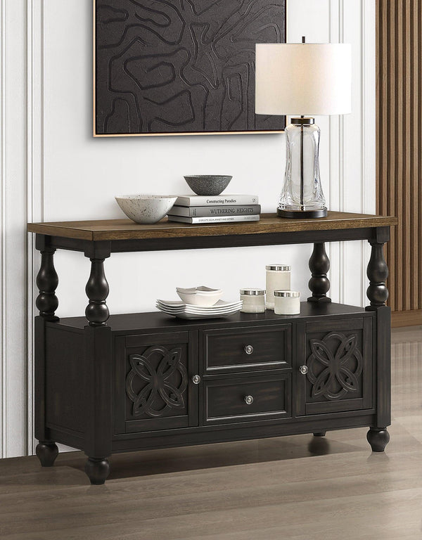 Hilara Brown/Gray Modern Solid Wood And Veneers Dining Sideboard - Ella Furniture