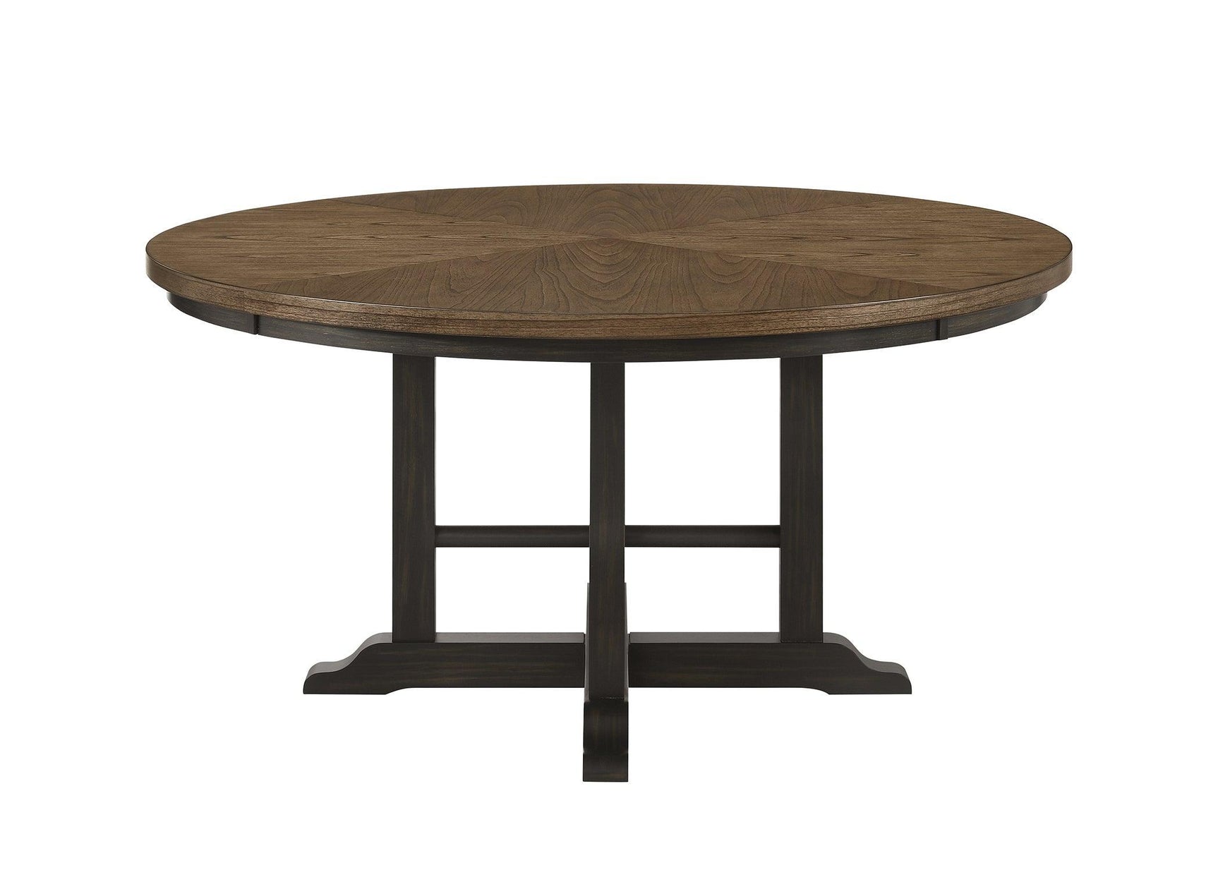 Hilara Brown/Gray Modern Solid Wood And Veneers Fabric Upholstered Round Dining Room Set - Ella Furniture