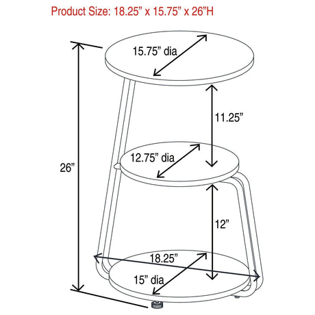 Hilly 3-Tier Round Side Table White And Black 930071 - Ella Furniture