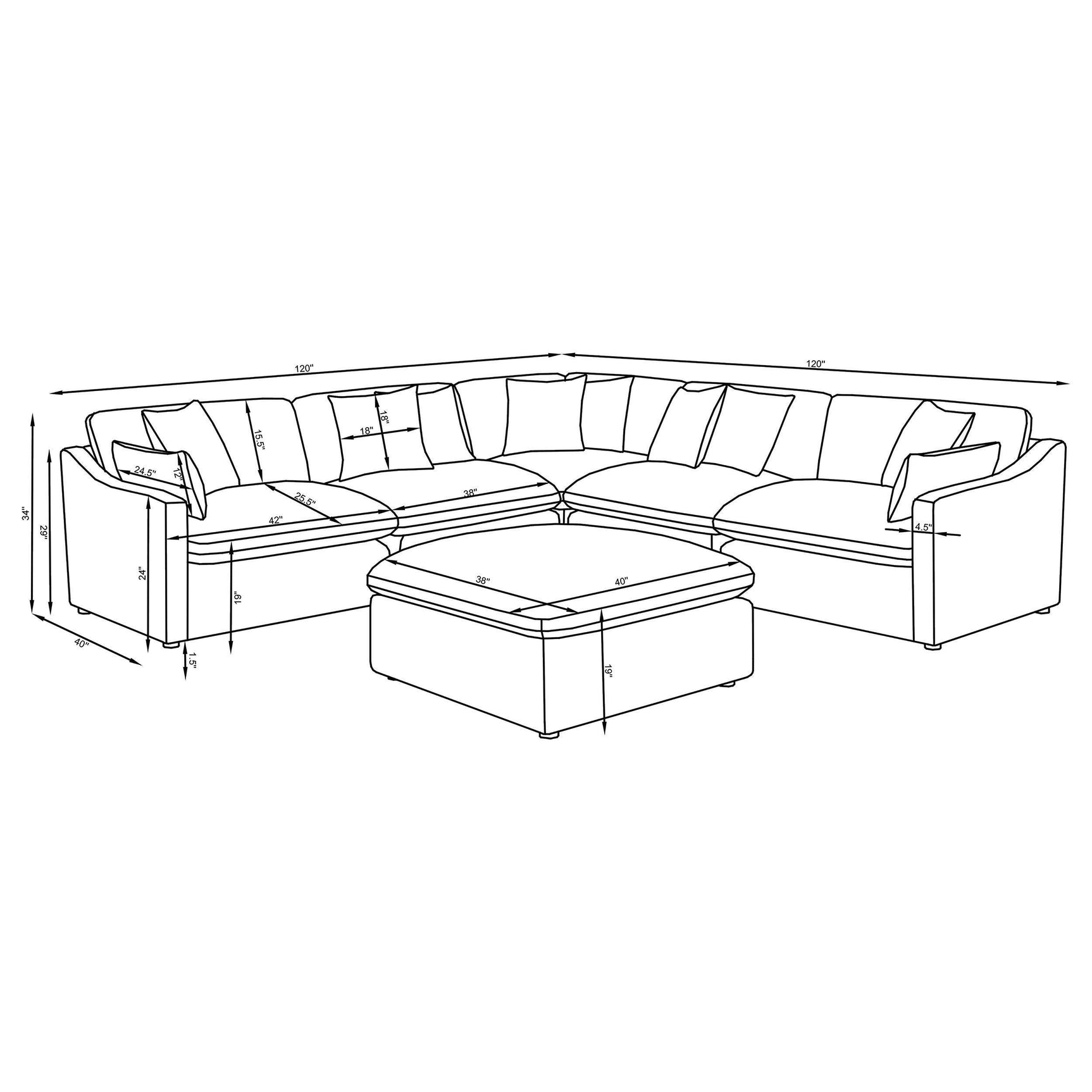 Hobson 6-piece Upholstered Modular Sectional Sofa Ivory 551451-SET - Ella Furniture