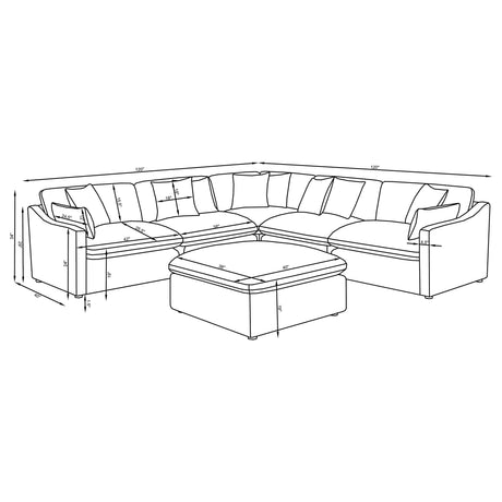 Hobson 6-piece Upholstered Modular Sectional Sofa Ivory 551451-SET - Ella Furniture