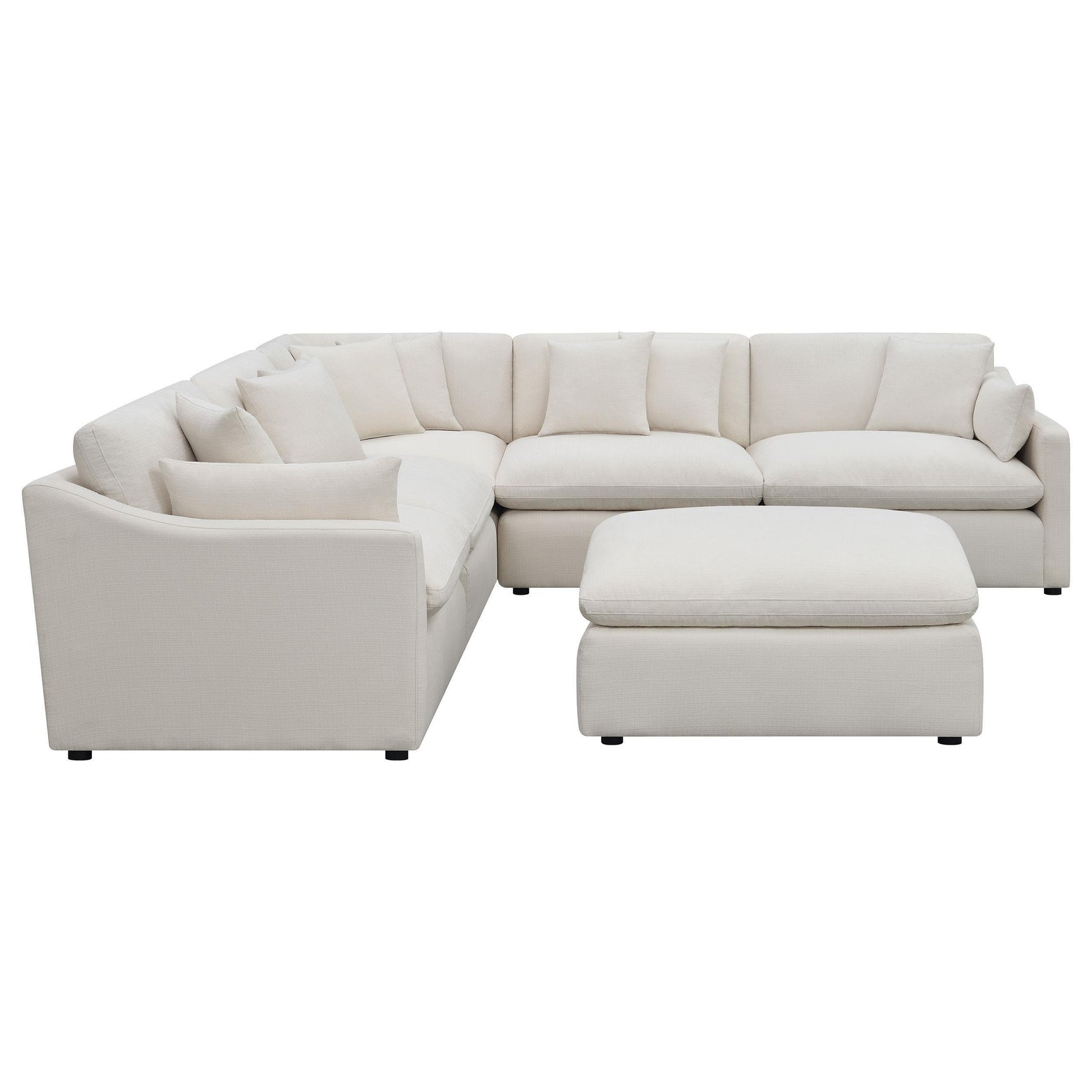 Hobson 6-piece Upholstered Modular Sectional Sofa Ivory 551451-SET - Ella Furniture