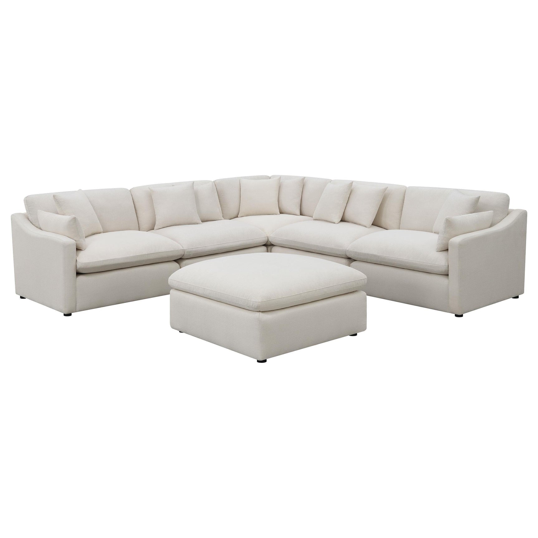 Hobson 6-piece Upholstered Modular Sectional Sofa Ivory 551451-SET - Ella Furniture